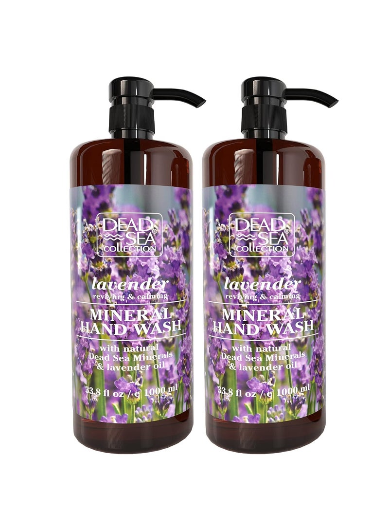 Dead Sea Collection Hand Soap Pump Lavender - Moisturizing Hand Wash Liquid with Dead Sea Minerals and Lavender Oil, Reviving, Calming - Pack of 2 (33.8 Fl Oz Each) - 67.6 Fl Oz Total - Image 1